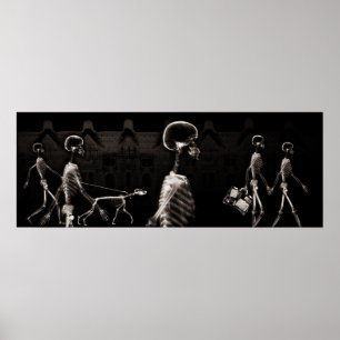Poster Fish Tank Arrière - plan X-Ray Skeletons Town - Se