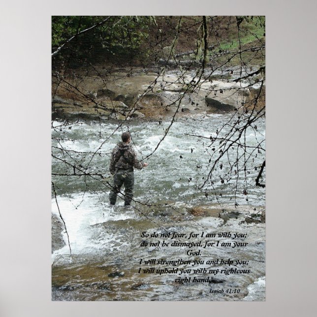 Poster Fisherman River Isaiah 41:10 Imprimer (Devant)