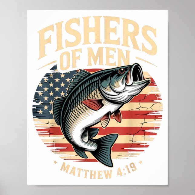 Poster Fishers Of Men Matthew 4 19 American Flag B  (Devant)