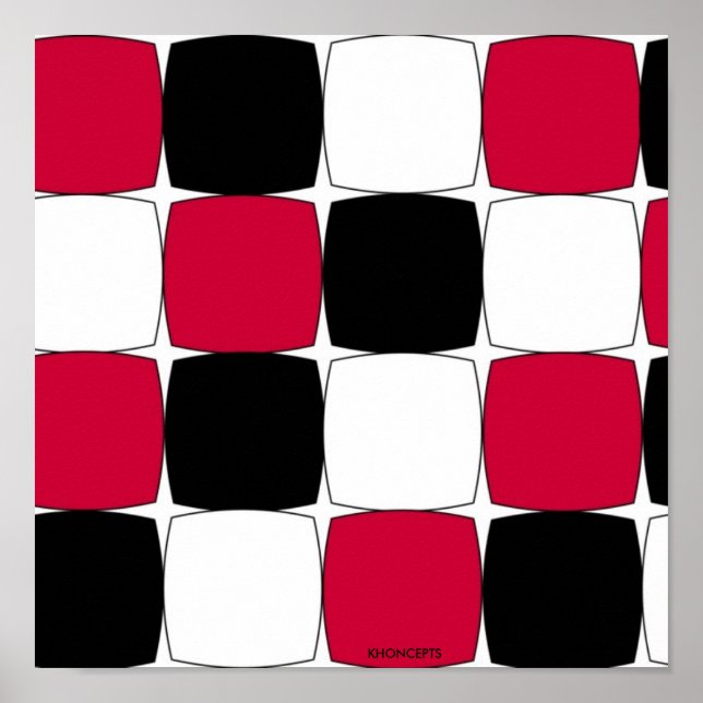 Poster Fisheye noir, blanc et rouge par Celeste Sheffey.. (Devant)