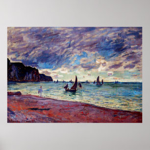 Poster Fishing Boats by the Beach and the Cliffs