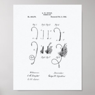 Poster Fishing Fly 1892 Brevet - Livre blanc
