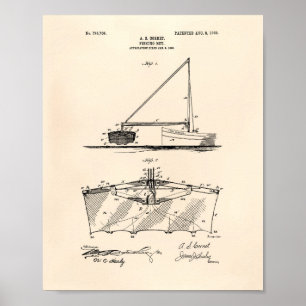 Poster Fishing Net 1905 Brevet Art Vieux Poivre