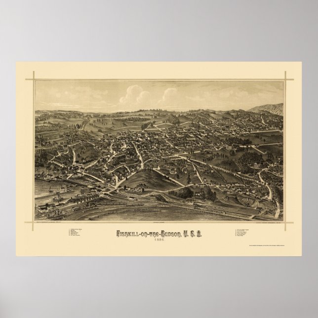 Poster Fishkill, NY Carte panoramique - 1886 (Devant)