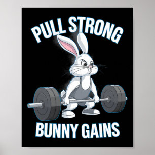 Poster Fitness Bunny Bodybuilder Tirer de solides gains B
