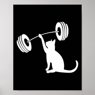 Poster Fitness drôle Haltères Force Gym Chat Lévage Pour