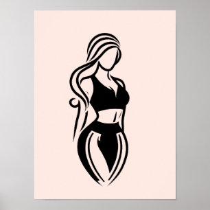Poster Fitness féminine Formation personnelle minimaliste