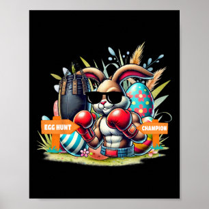 Poster Fitness Gym entraînement Chasse aux oeufs Boxe Lap