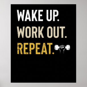 Poster Fitness Gym Motivation Se réveiller Travail Répéte