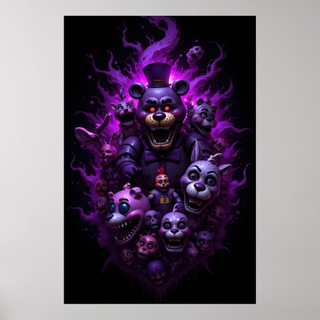 Poster Five Nights at Freddys Animatronics with Purple  (Devant)