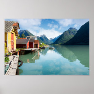 Poster Fjaerpayfjord paysage de fjord en Norvège