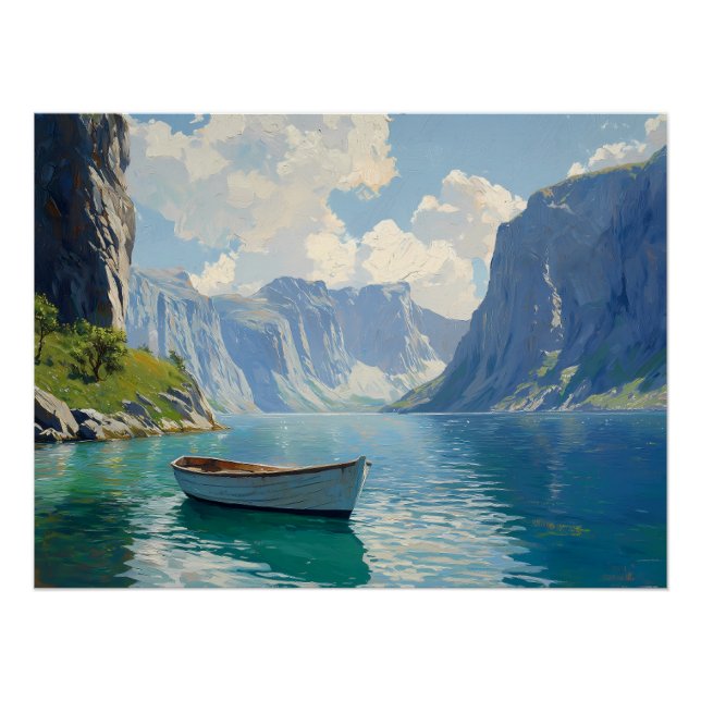 Poster Fjord serein avec des falaises vertigineuses (Devant)