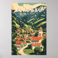 Flachau Autriche Illustration Voyage Art Vintage