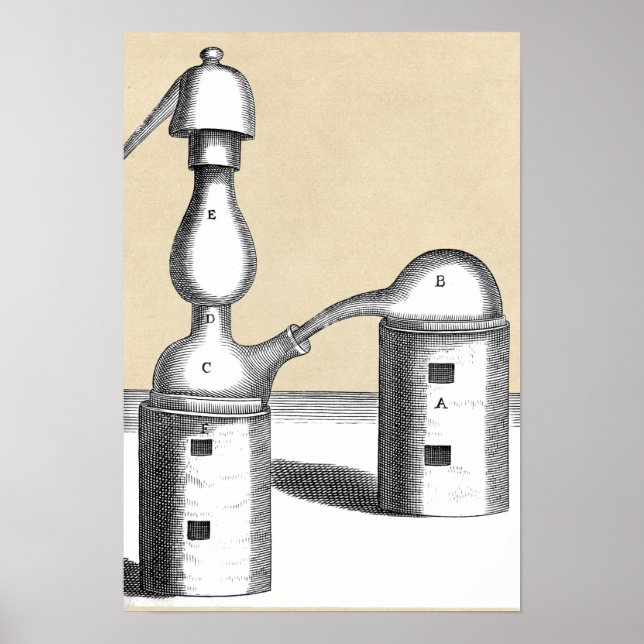 Poster Flacon d'alchimie de l'athée et fiole d'alambic (Devant)