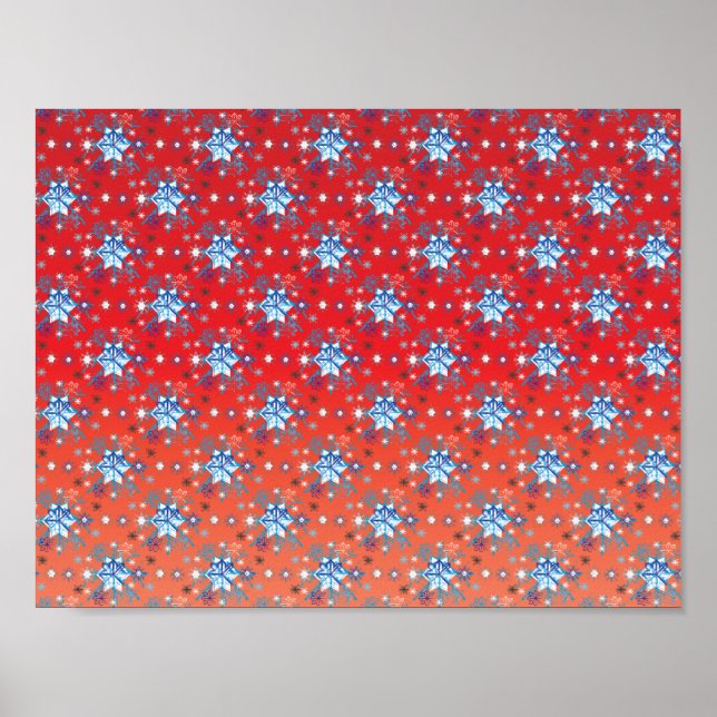 Poster Flacon de Noël rouge et bleu Abstrait (Devant)