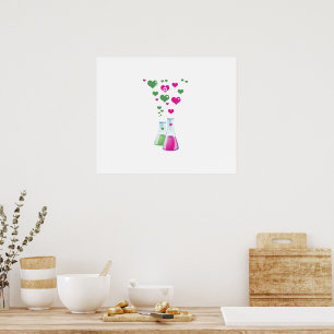 Poster Flacon, Erlenmeyer, Bécher, Chimie, Laboratoire