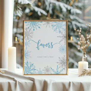 Poster Flacons de neige en argent bleu Les faveurs font l