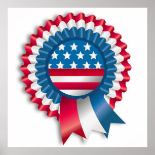 POSTER FLAG AMÉRICAIN RIBBON BOUT
