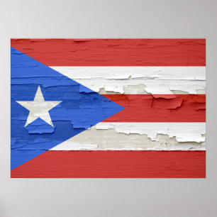 Poster Flag of Puerto Rico Weathered
