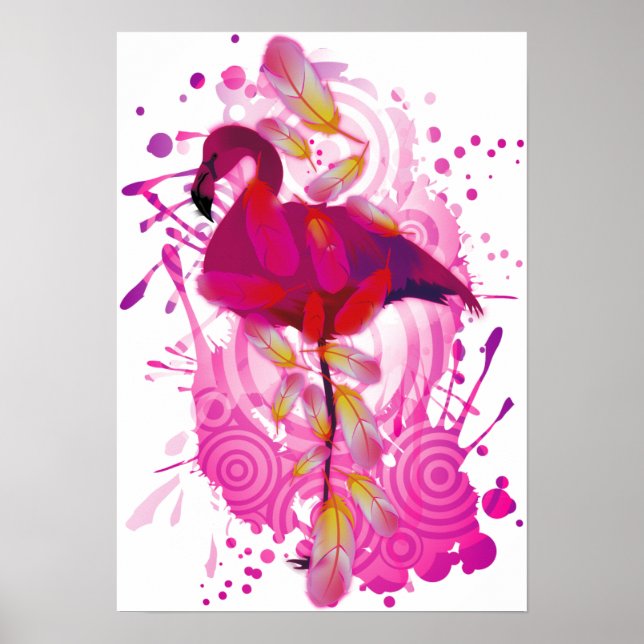 Poster Flamant rose (Devant)