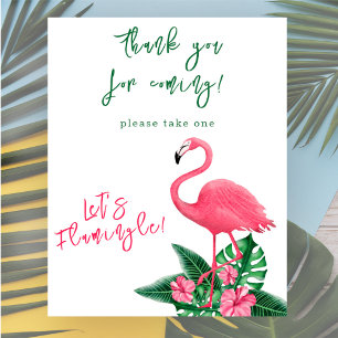 Poster Flamant rose aquarelle Baby shower merci