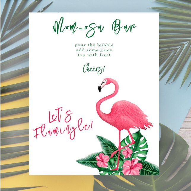 Poster Flamant rose baby shower Momosa bar (Créateur téléchargé)