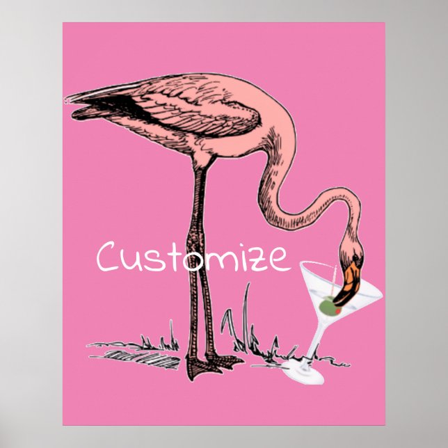 Poster Flamant rose Boire Martini Thunder_Cove (Devant)