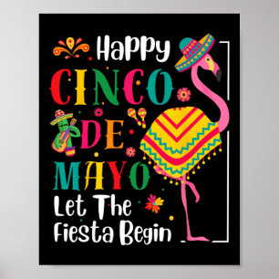 Poster Flamant rose Cinco De Mayo Fiesta Mexicaine Pour H