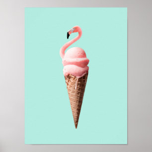 POSTER FLAMANT ROSE CONE