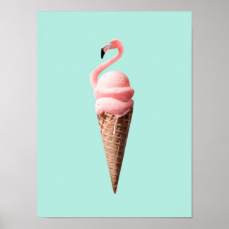 POSTER FLAMANT ROSE CONE