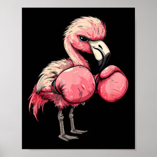 Poster Flamant rose De Boxe Drôle Avec Gants Roses Enfant