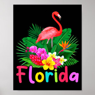Poster Flamant rose de Floride plante tropicale vacances 