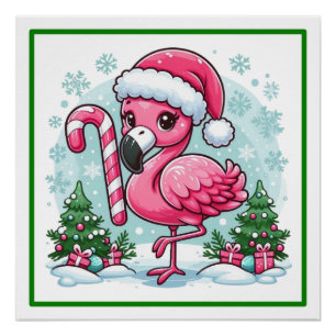 Poster Flamant rose de Noël Clipart-27301