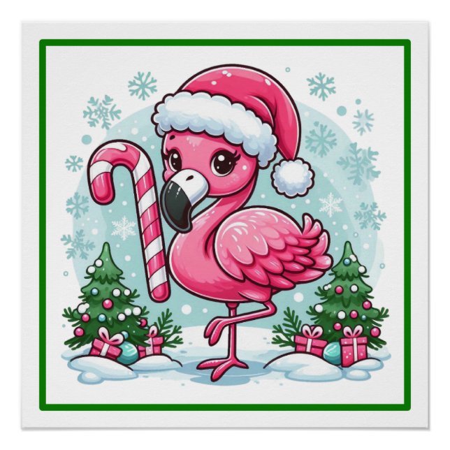 Poster Flamant rose de Noël Clipart-27301 (Devant)