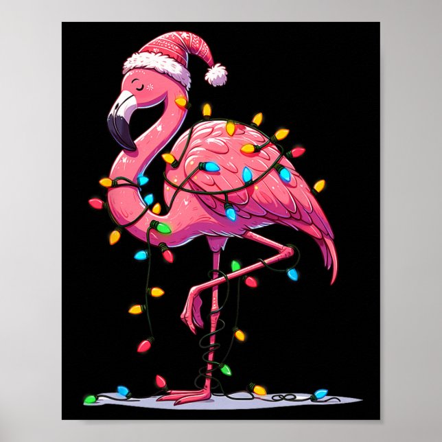Poster Flamant rose de Noël Lover Père Noël Xmas Femmes H (Devant)