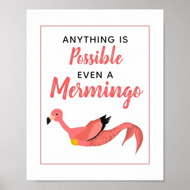 Poster Flamant rose de sirène rose mignon Inspiration (Devant)