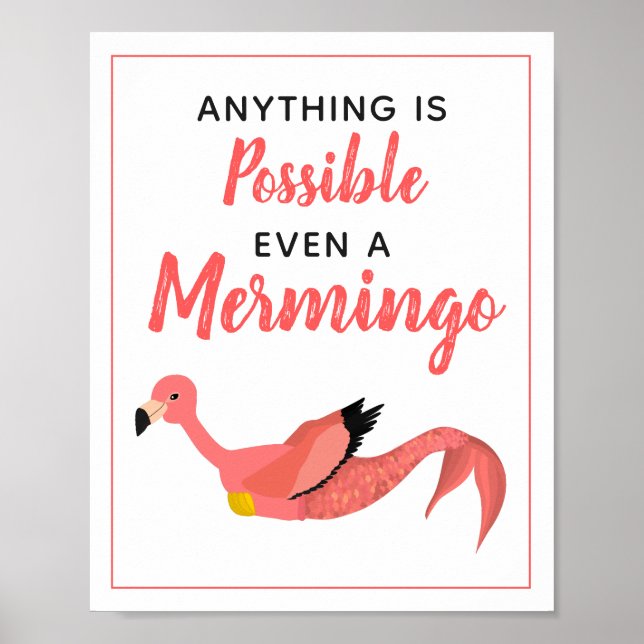 Poster Flamant rose de sirène rose mignon Inspiration (Devant)