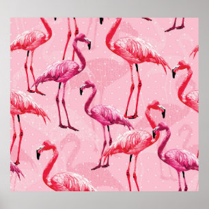 Poster Flamant rose Elégance : Motif d'oiseaux roses.