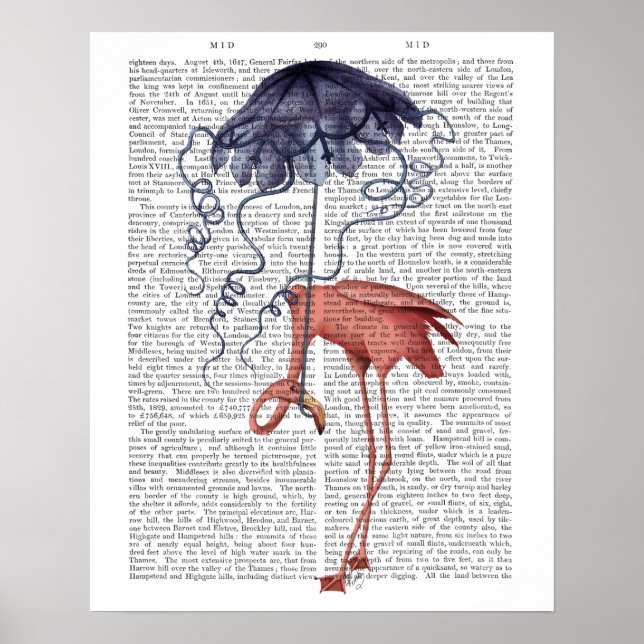 Poster Flamant rose et parasol (Devant)