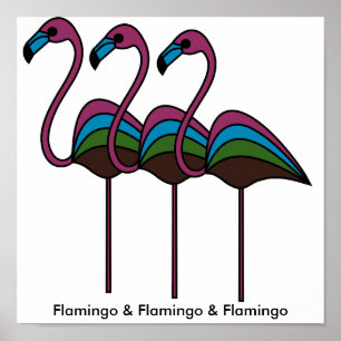 POSTER FLAMANT ROSE & FLAMANT ROSE & FLAMANT ROSE