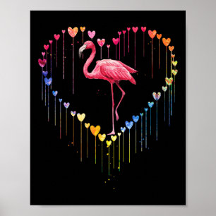 Poster Flamant rose Gentil Dans L'Amour Du Coeur Pour Les
