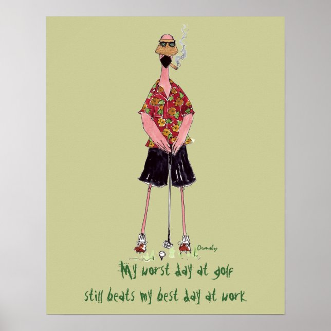 Poster Flamant rose Golfer (Devant)