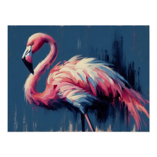 Poster Flamant rose Impressionnisme Peinture Découpage (Devant)