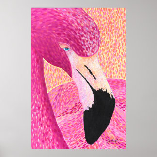 Poster Flamant Rose Imprimé Pamplemousse Rose - Par Just