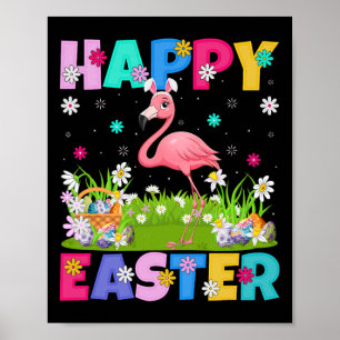 Poster Flamant rose Joyeux Flamant rose Oeuf de Pâques Ch