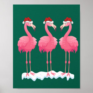 Poster Flamant rose Lover Xmas Éclairage Père Noël Flaman