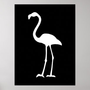 Poster Flamant rose noir et blanc