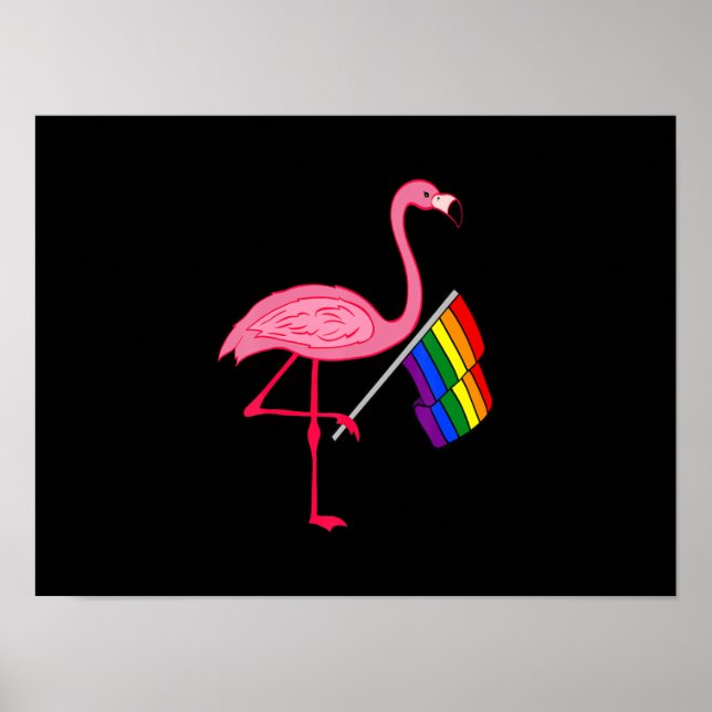 Poster Flamant rose rose gay pride LGBT Pride mois cadeau (Devant)