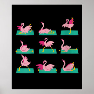 Poster Flamant rose Yoga Poses Méditation Exercice d'entr