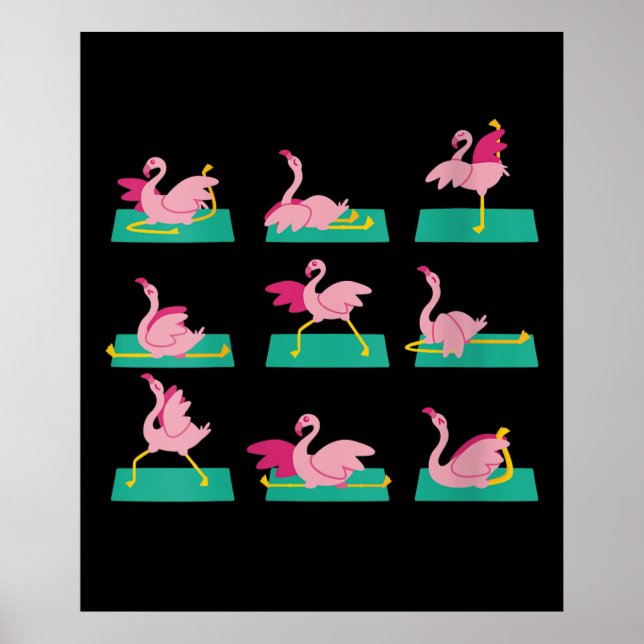 Poster Flamant rose Yoga Poses Méditation Exercice d'entr (Devant)